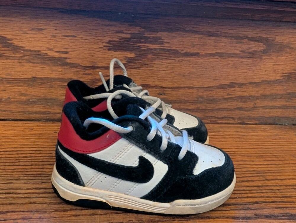 Nike Tennis Shoes Leather Infant Boys 5C White Black Red